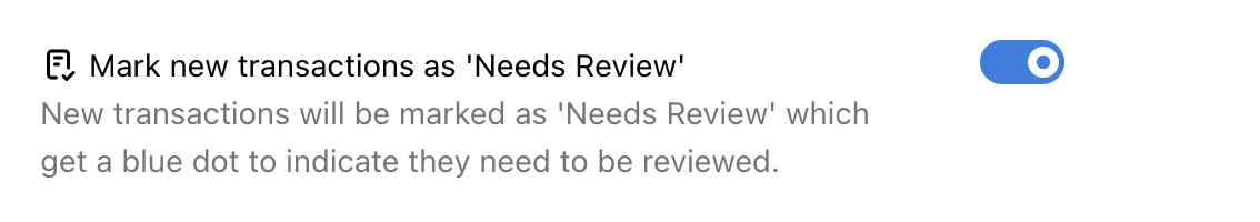 Screenshot of the needs review setting